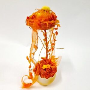 Déco poussin dans son nid 28x8cm