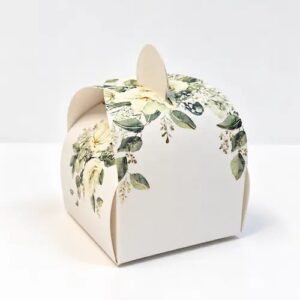 10 Contenants Botanique Papier Feuillages et Or 5x7cm