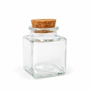 Bocal en verre carré 3.9x3.9cm