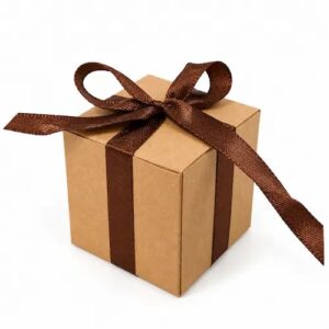 Boite cube kraft + ruban 5x5cm