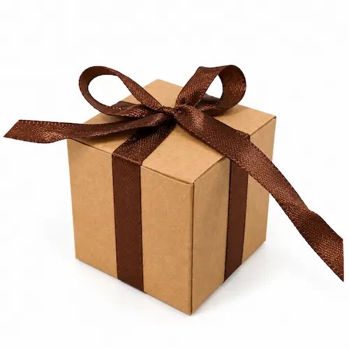Boite cube kraft + ruban 5x5cm – Image 1
