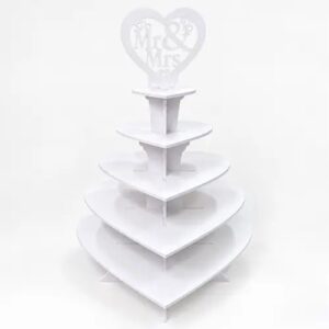 Support bois 5 étages forme cœur Mr&Mrs