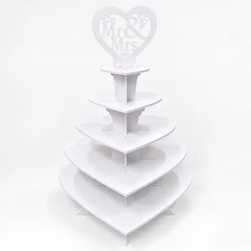 Support bois 5 étages forme cœur Mr&Mrs